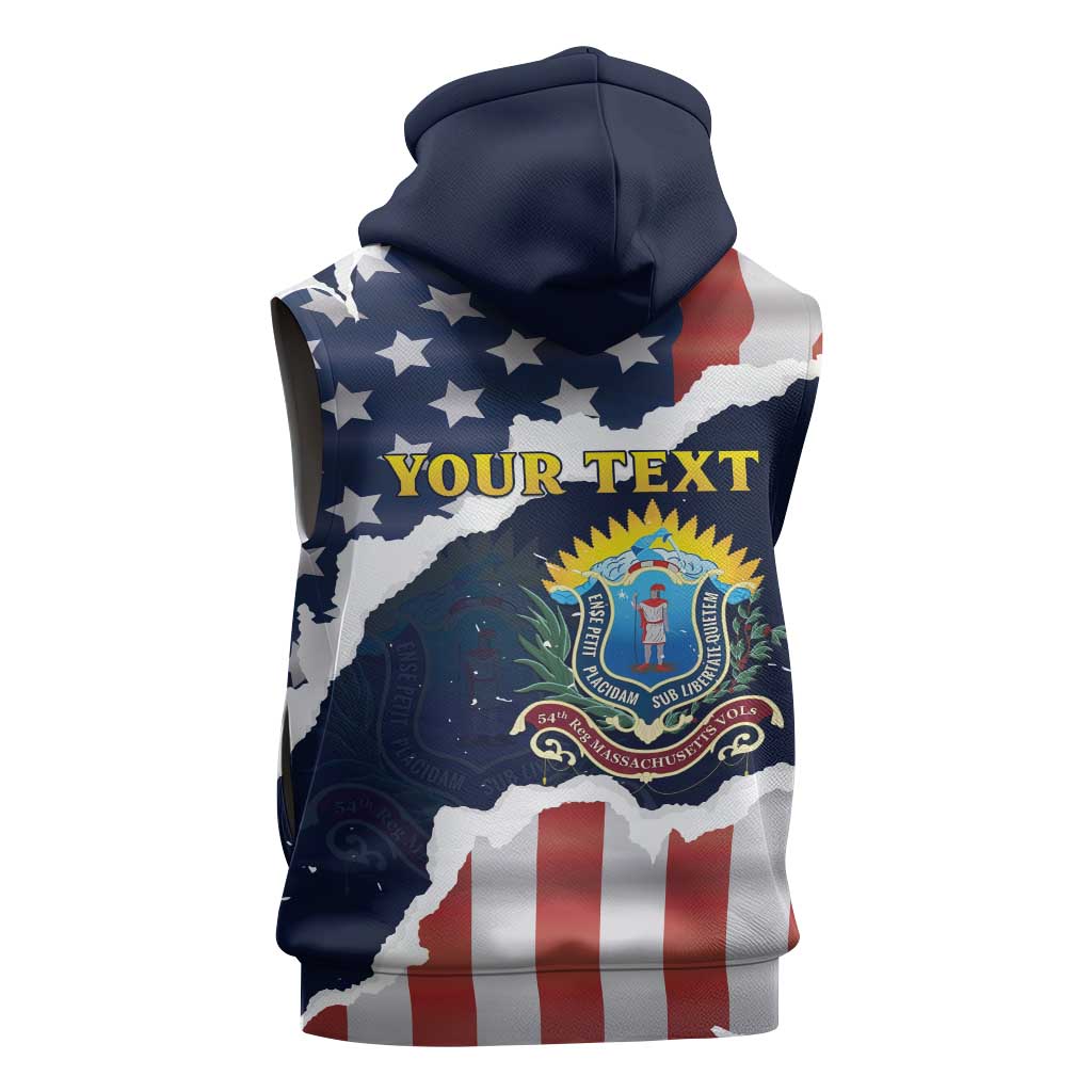 Personalized 54th Massachusetts Infantry Regiment Sleeveless Zip Hoodie American Flag Heritage - African Pride