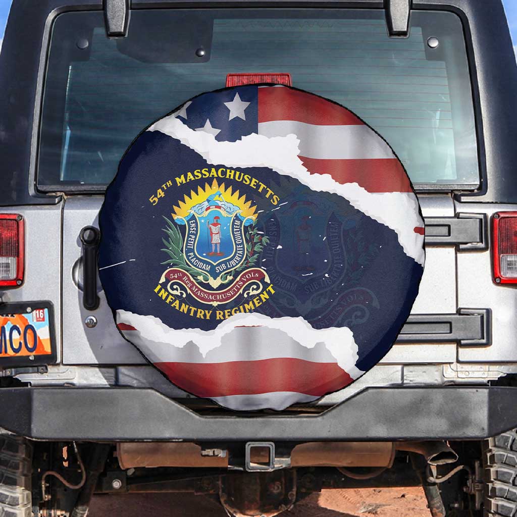 54th Massachusetts Infantry Regiment Spare Tire Cover American Flag Heritage - African Pride