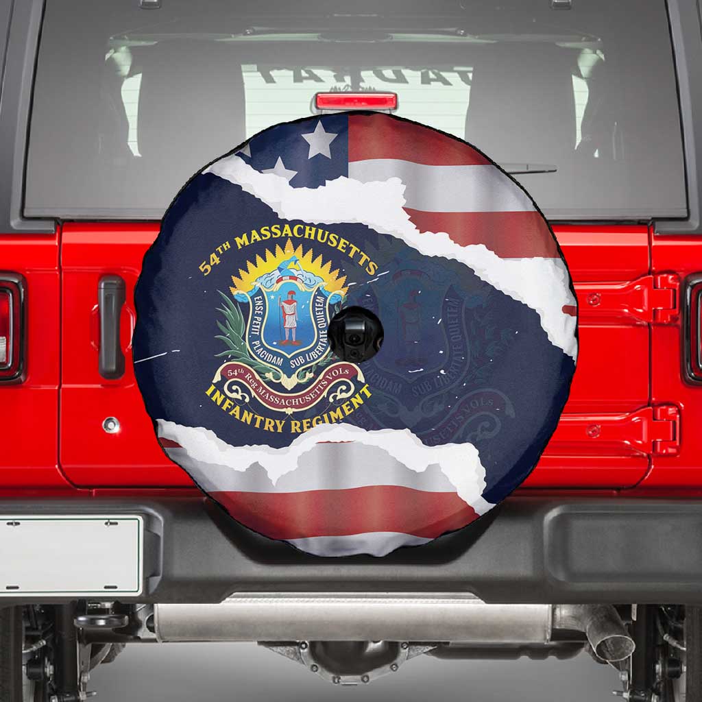 54th Massachusetts Infantry Regiment Spare Tire Cover American Flag Heritage - African Pride
