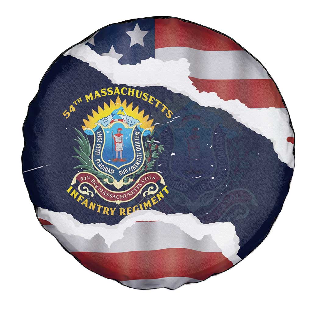 54th Massachusetts Infantry Regiment Spare Tire Cover American Flag Heritage - African Pride
