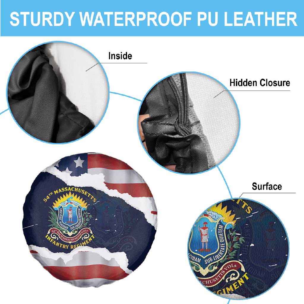 54th Massachusetts Infantry Regiment Spare Tire Cover American Flag Heritage - African Pride