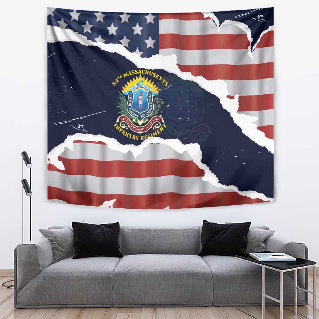 54th Massachusetts Infantry Regiment Tapestry American Flag Heritage - African Pride