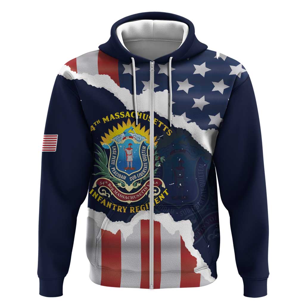 Personalized 54th Massachusetts Infantry Regiment Zip Hoodie American Flag Heritage - African Pride