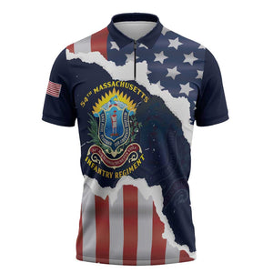 Personalized 54th Massachusetts Infantry Regiment Zipper Polo Shirt American Flag Heritage - African Pride