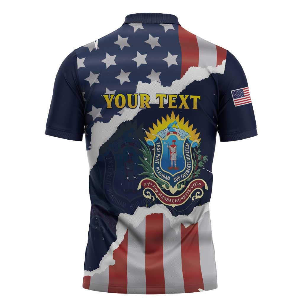 Personalized 54th Massachusetts Infantry Regiment Zipper Polo Shirt American Flag Heritage - African Pride