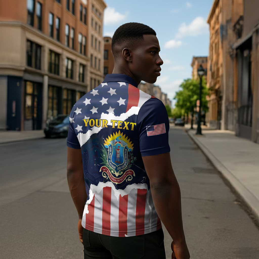 Personalized 54th Massachusetts Infantry Regiment Zipper Polo Shirt American Flag Heritage - African Pride