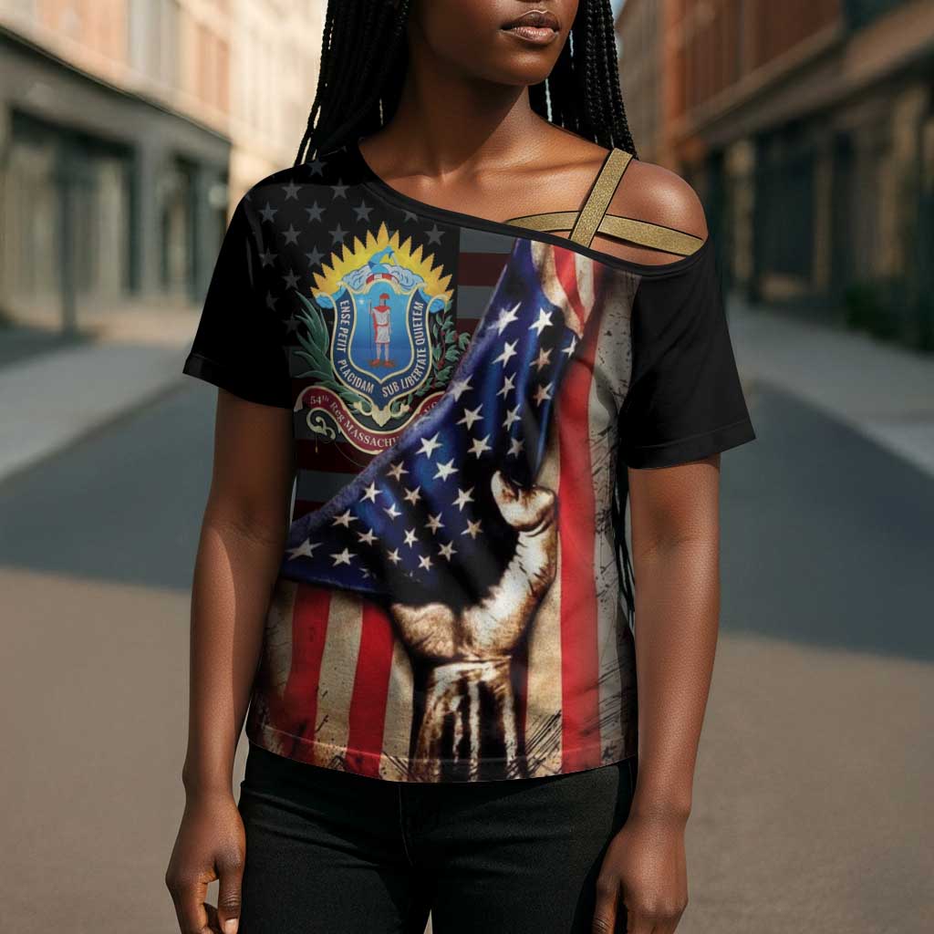 54th Massachusetts Infantry Regiment Cross Shoulder Shirt Flag of Freedom - African Pride