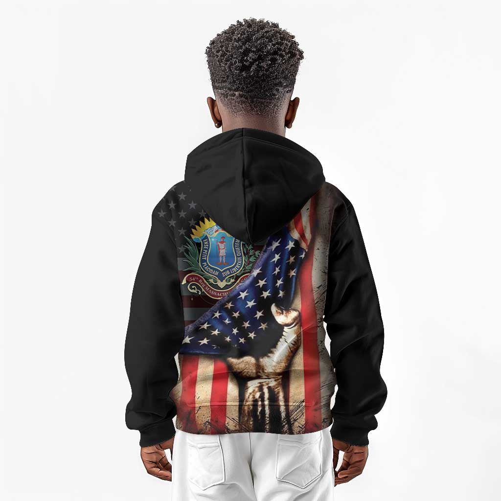 54th Massachusetts Infantry Regiment Kid Hoodie Flag of Freedom - African Pride
