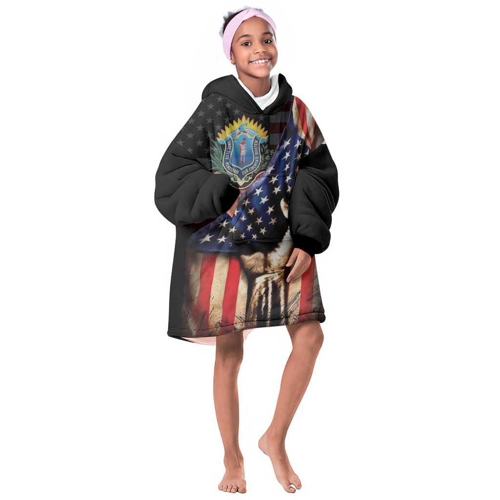54th Massachusetts Infantry Regiment Kid Wearable Blanket Hoodie Flag of Freedom - African Pride