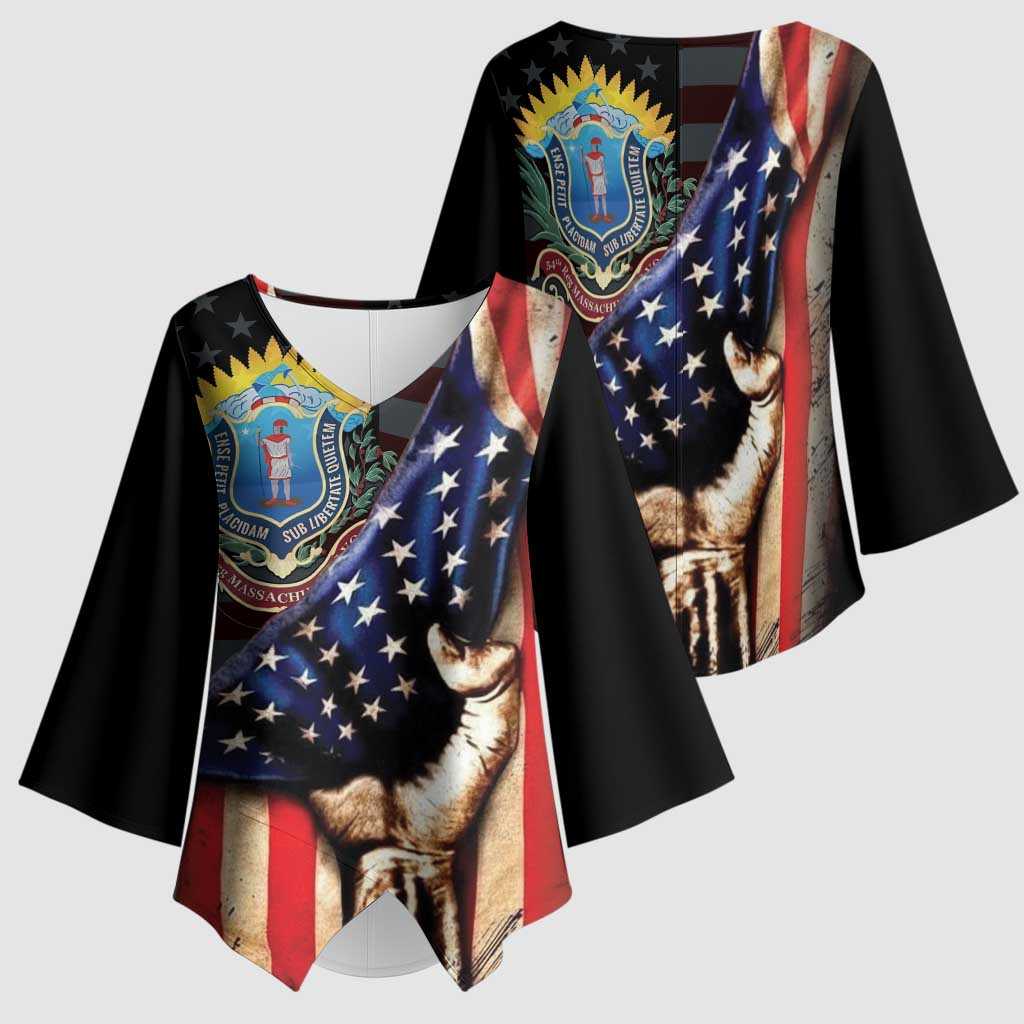 54th Massachusetts Infantry Regiment Kimono Sleeve Blouse Flag of Freedom - African Pride