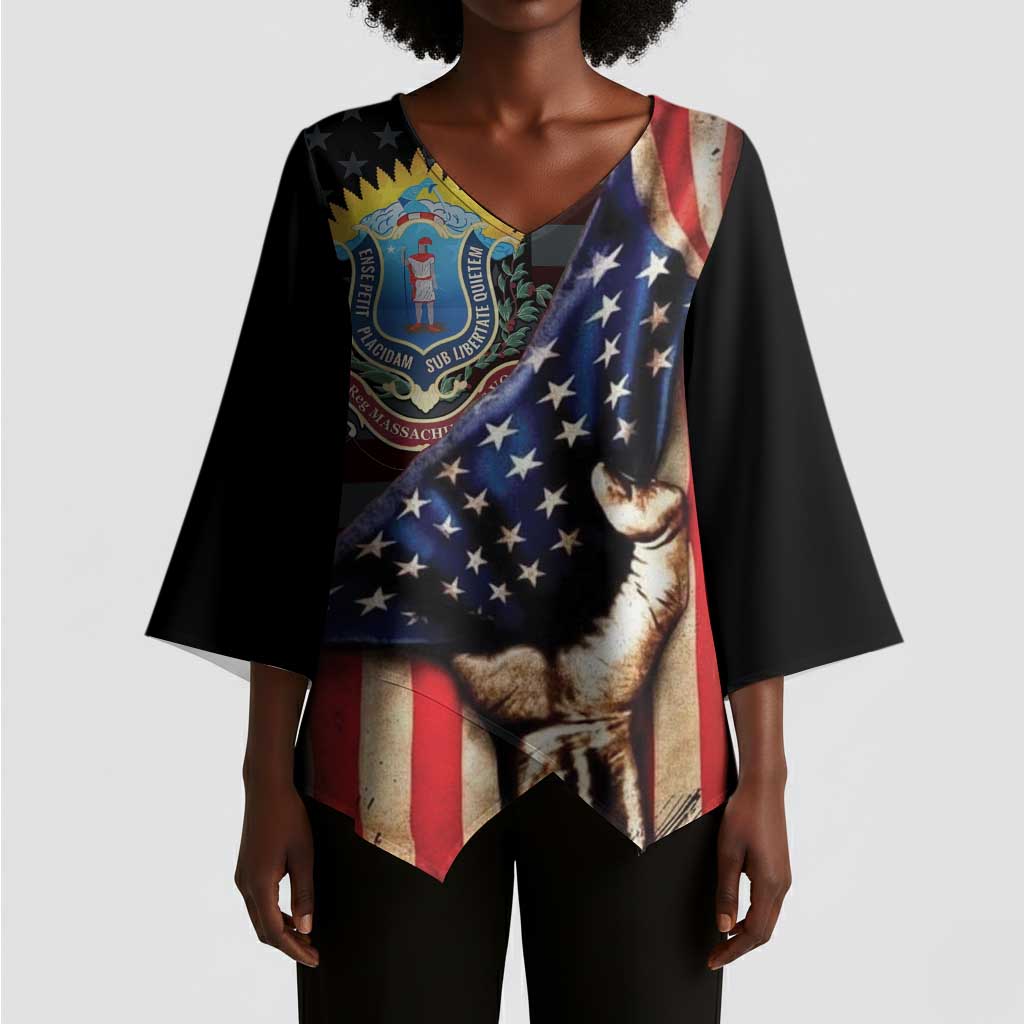 54th Massachusetts Infantry Regiment Kimono Sleeve Blouse Flag of Freedom - African Pride