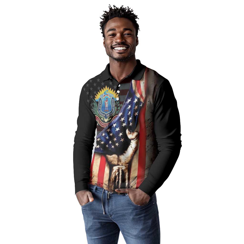 54th Massachusetts Infantry Regiment Long Sleeve Polo Shirt Flag of Freedom - African Pride