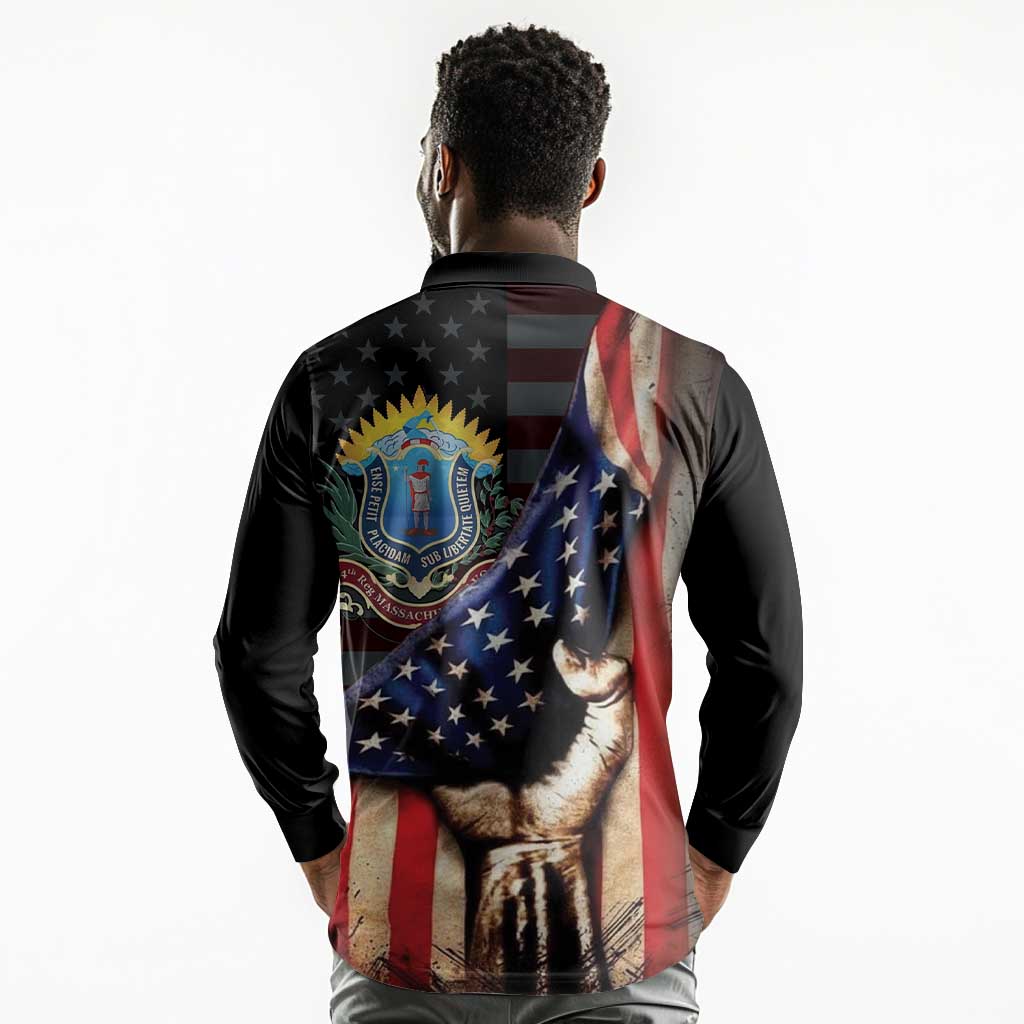 54th Massachusetts Infantry Regiment Long Sleeve Polo Shirt Flag of Freedom - African Pride