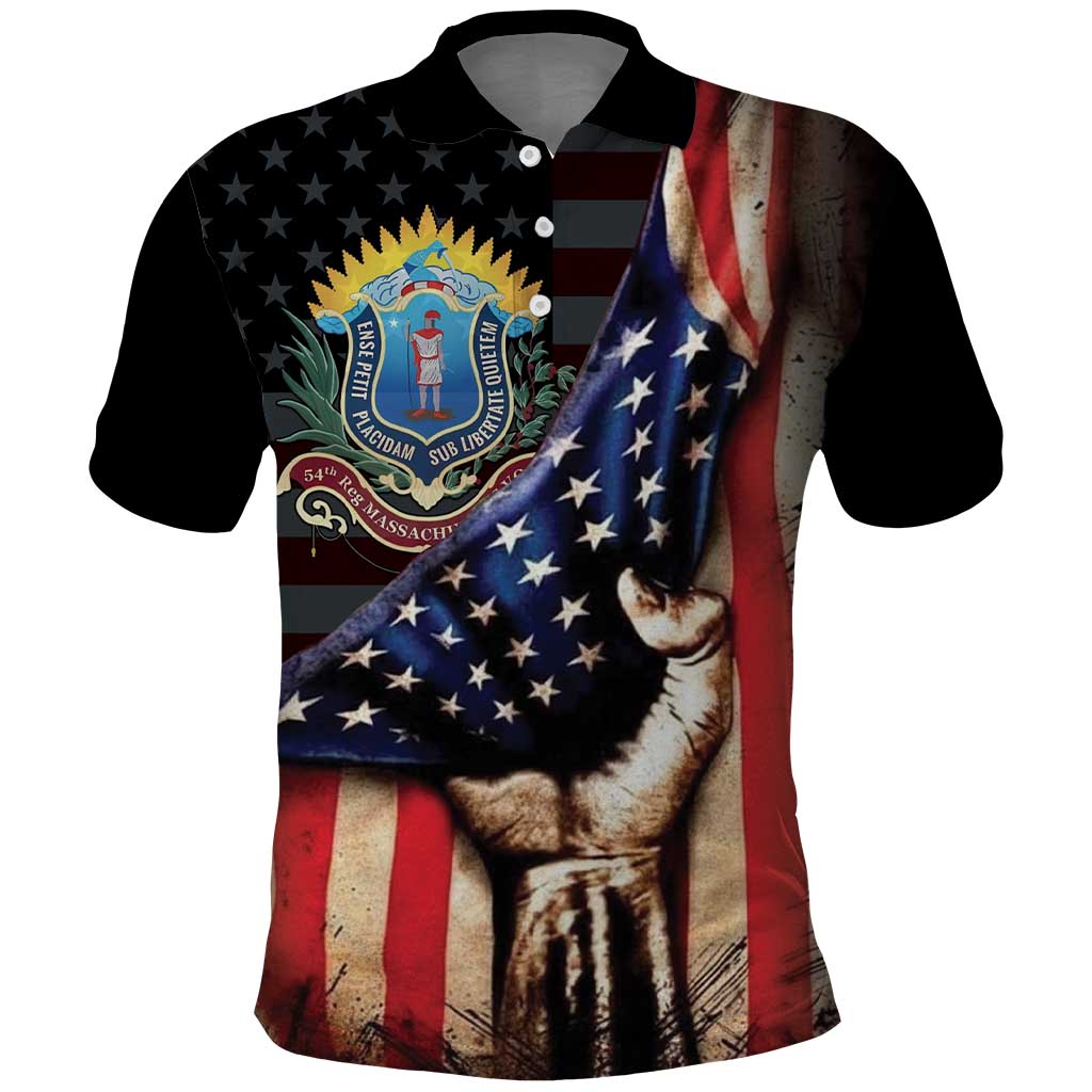 54th Massachusetts Infantry Regiment Polo Shirt Flag of Freedom - African Pride