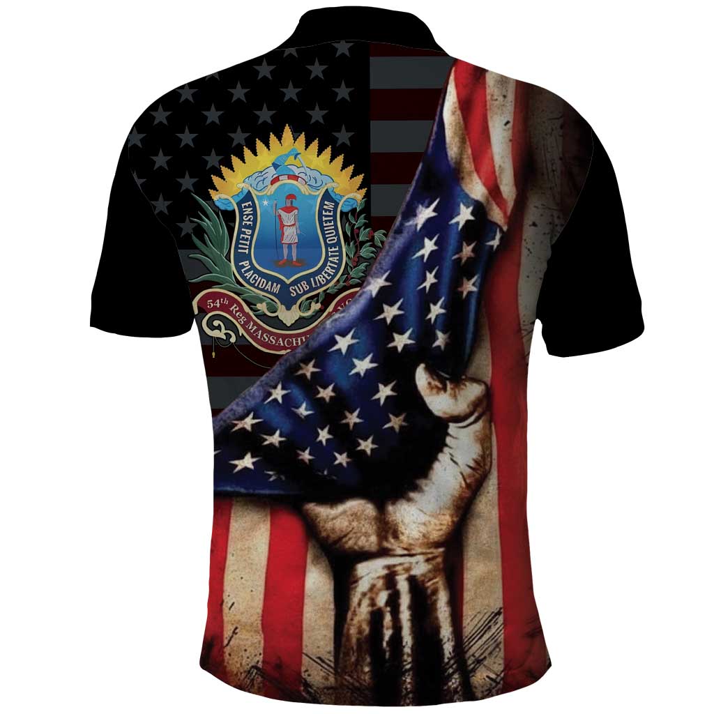 54th Massachusetts Infantry Regiment Polo Shirt Flag of Freedom - African Pride