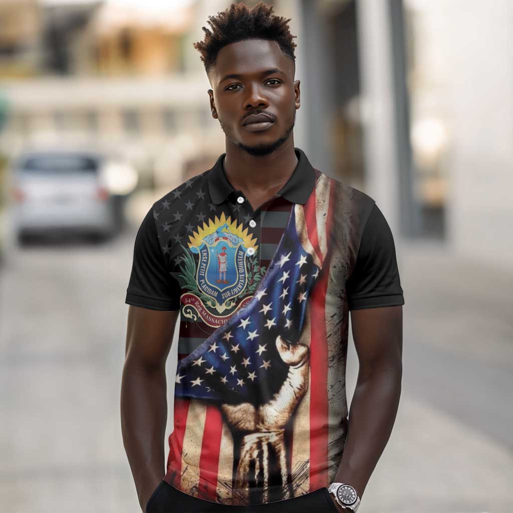 54th Massachusetts Infantry Regiment Polo Shirt Flag of Freedom - African Pride