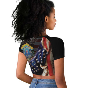 54th Massachusetts Infantry Regiment Raglan Cropped T shirt Flag of Freedom - African Pride