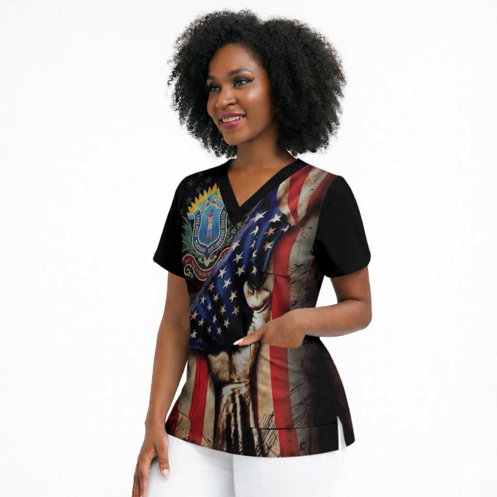 54th Massachusetts Infantry Regiment Scrub Top Flag of Freedom - African Pride