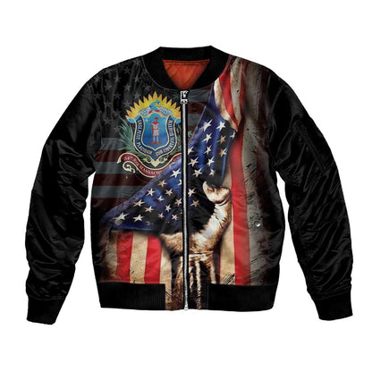 54th Massachusetts Infantry Regiment Sleeve Zip Bomber Jacket Flag of Freedom - African Pride