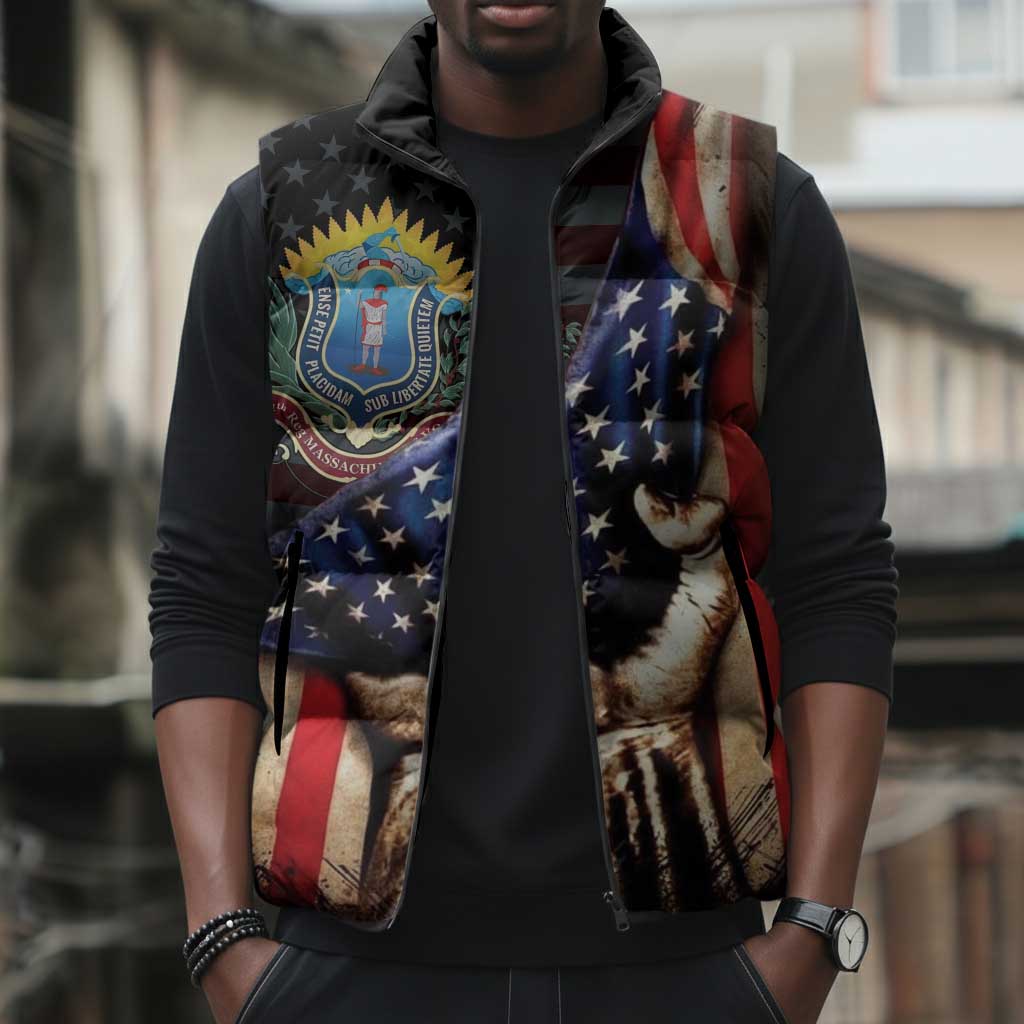 54th Massachusetts Infantry Regiment Sleeveless Puffer Jacket Flag of Freedom - African Pride