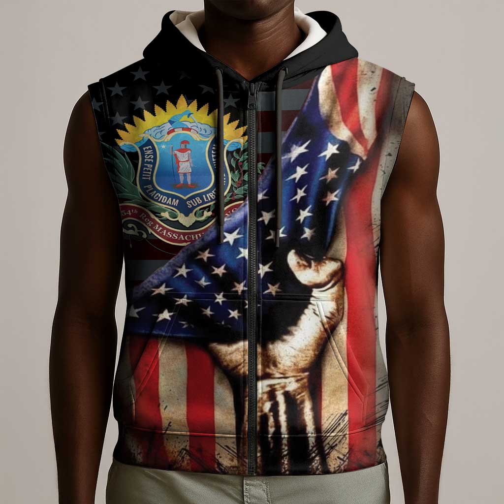 54th Massachusetts Infantry Regiment Sleeveless Zip Hoodie Flag of Freedom - African Pride