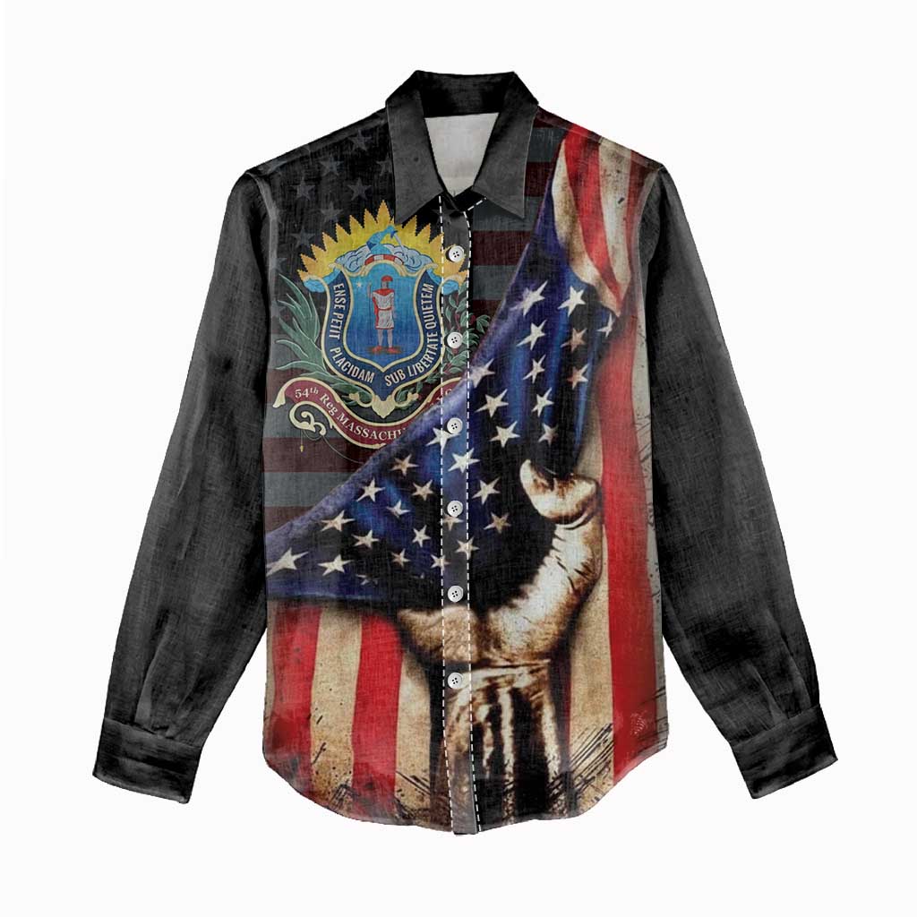 54th Massachusetts Infantry Regiment Women Casual Shirt Flag of Freedom - African Pride