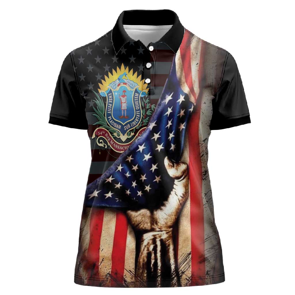 54th Massachusetts Infantry Regiment Women Polo Shirt Flag of Freedom - African Pride