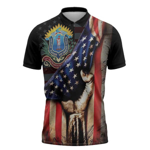 54th Massachusetts Infantry Regiment Zipper Polo Shirt Flag of Freedom - African Pride