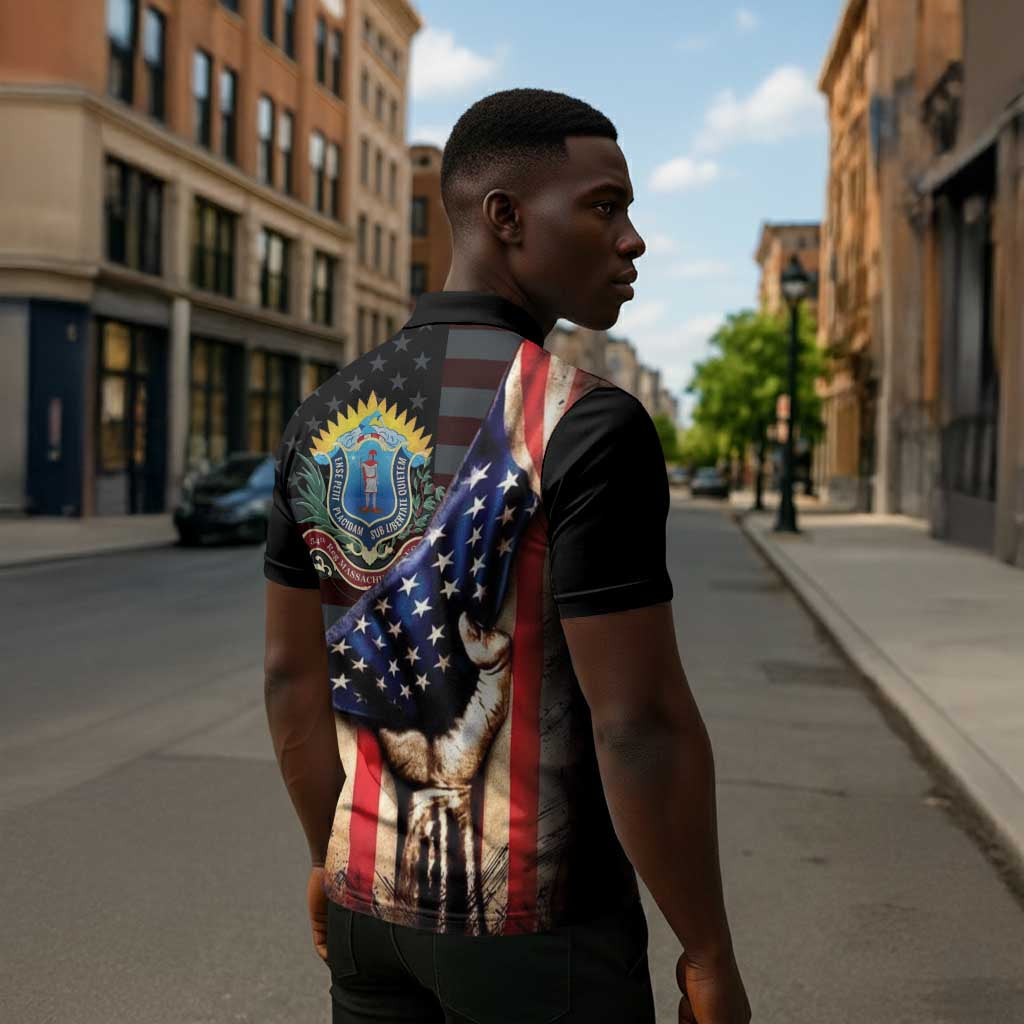 54th Massachusetts Infantry Regiment Zipper Polo Shirt Flag of Freedom - African Pride
