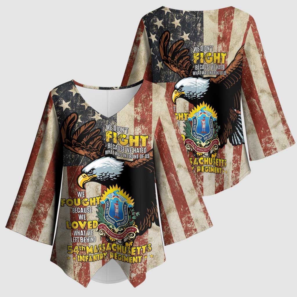 54th Massachusetts Infantry Regiment Kimono Sleeve Blouse American Eagle - African Pride