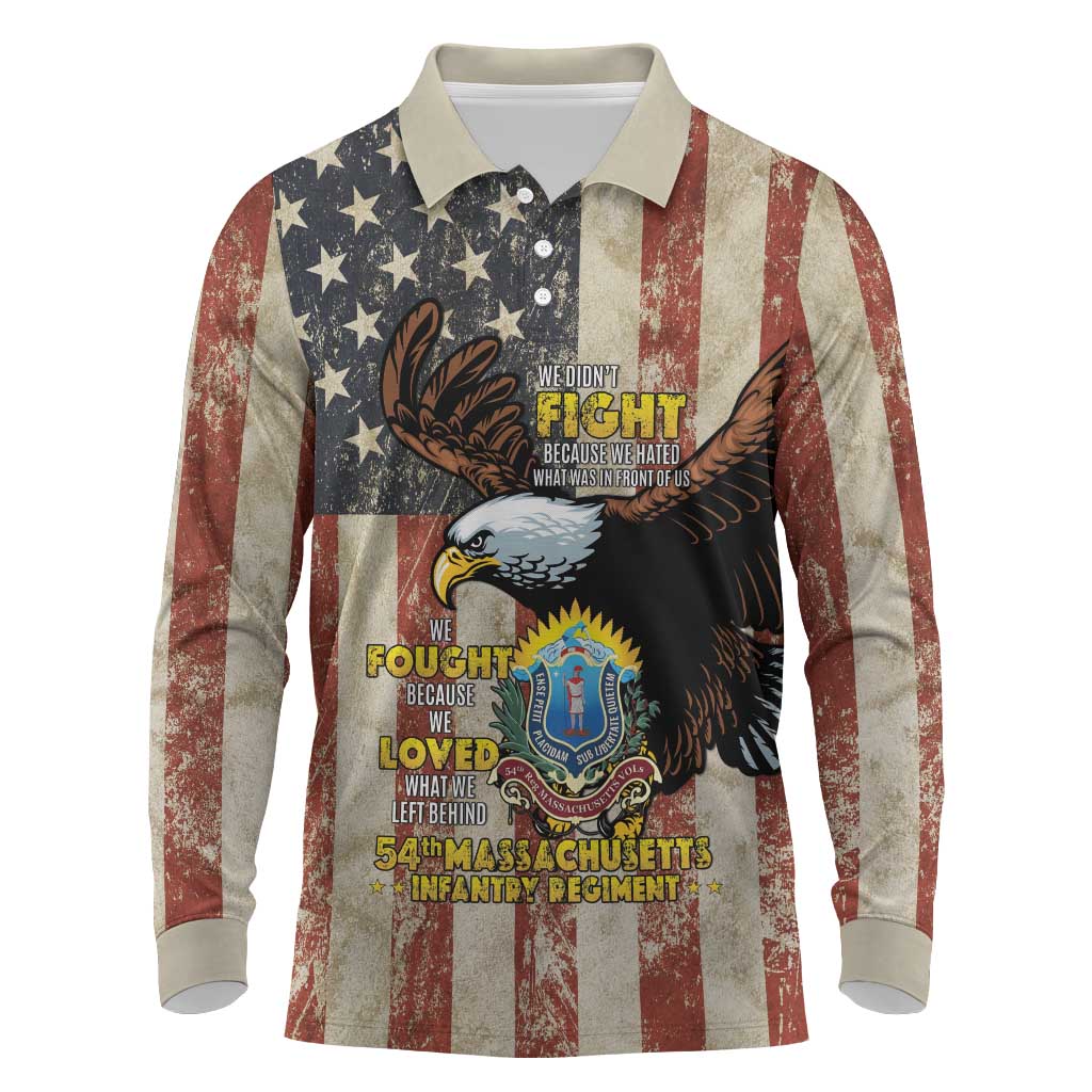 54th Massachusetts Infantry Regiment Long Sleeve Polo Shirt American Eagle - African Pride