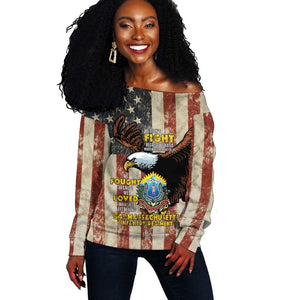 54th Massachusetts Infantry Regiment Off Shoulder Sweater American Eagle - African Pride