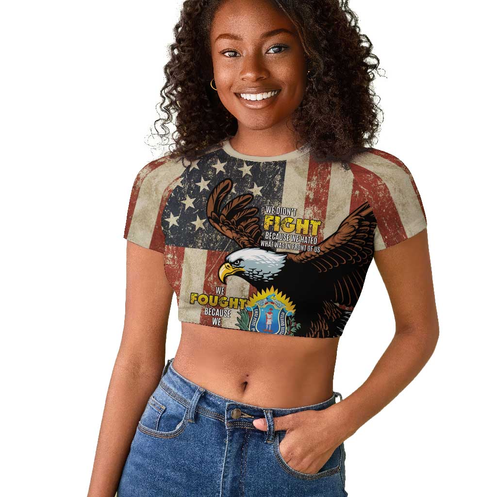54th Massachusetts Infantry Regiment Raglan Cropped T shirt American Eagle - African Pride
