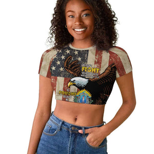 54th Massachusetts Infantry Regiment Raglan Cropped T shirt American Eagle - African Pride