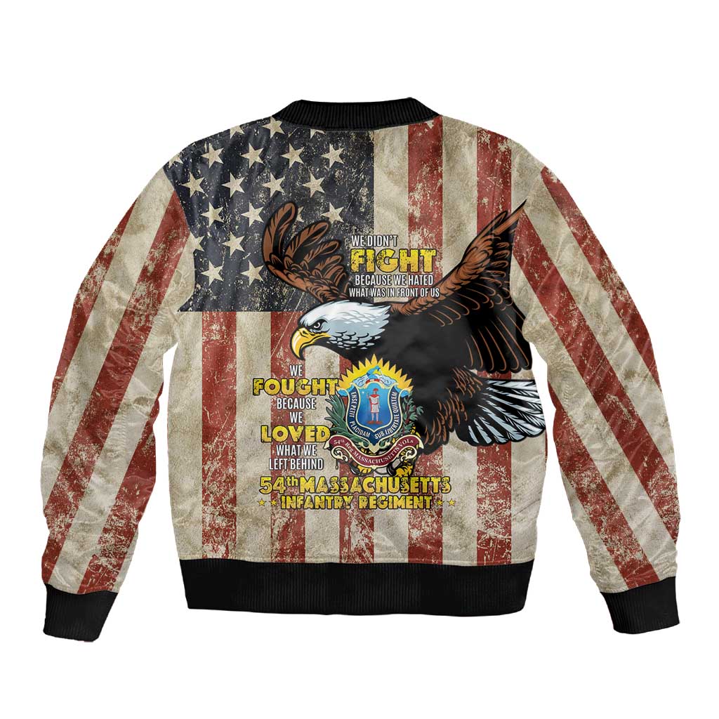 54th Massachusetts Infantry Regiment Sleeve Zip Bomber Jacket American Eagle - African Pride