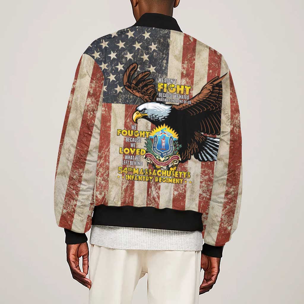 54th Massachusetts Infantry Regiment Sleeve Zip Bomber Jacket American Eagle - African Pride