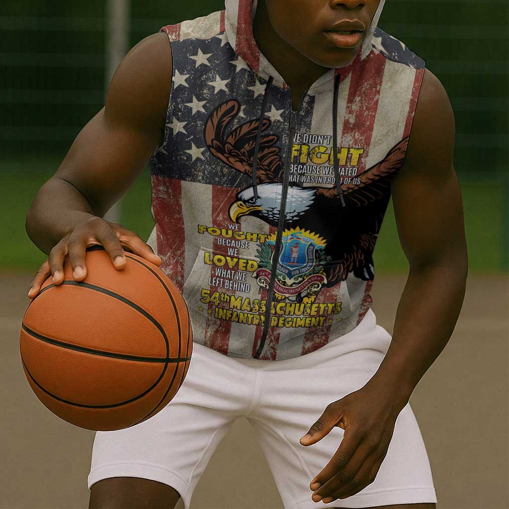 54th Massachusetts Infantry Regiment Sleeveless Zip Hoodie American Eagle - African Pride