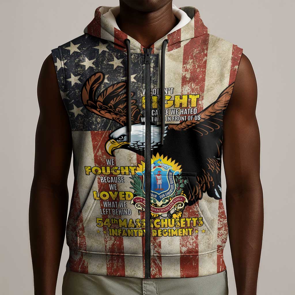 54th Massachusetts Infantry Regiment Sleeveless Zip Hoodie American Eagle - African Pride