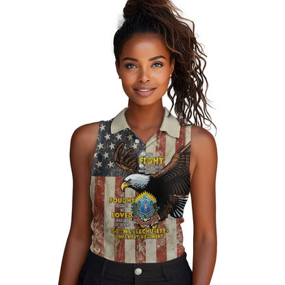 54th Massachusetts Infantry Regiment Women Sleeveless Polo Shirt American Eagle - African Pride