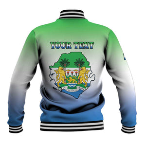 Personalised Sierra Leone Independence Day Baseball Jacket Coat Of Arms Flag Map