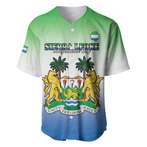 Personalised Sierra Leone Independence Day Baseball Jersey Coat Of Arms Flag Map