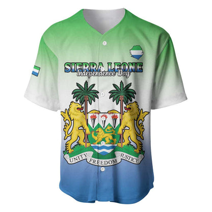 Personalised Sierra Leone Independence Day Baseball Jersey Coat Of Arms Flag Map