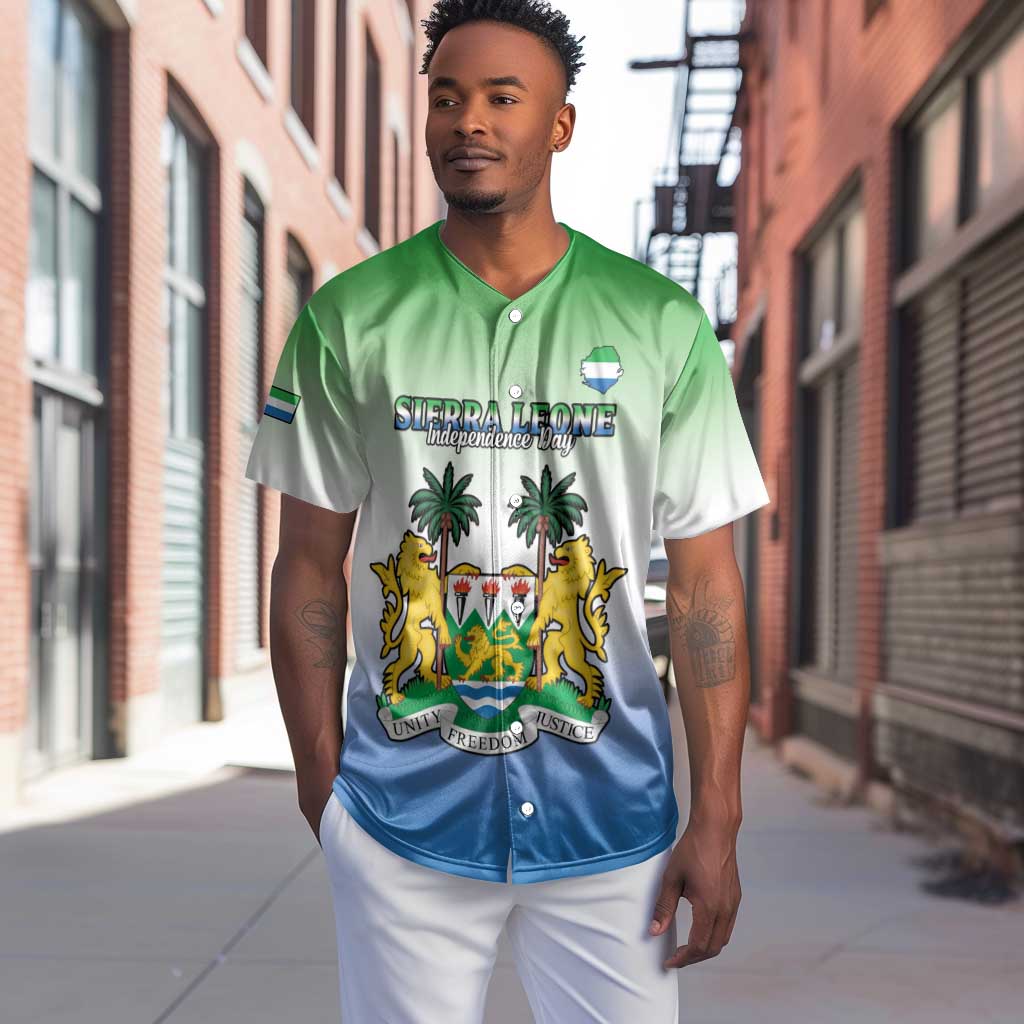 Personalised Sierra Leone Independence Day Baseball Jersey Coat Of Arms Flag Map