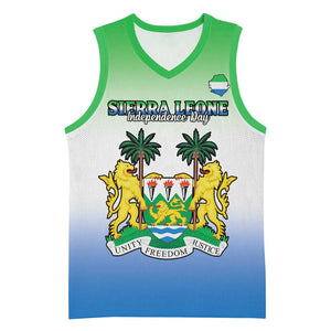 Personalised Sierra Leone Independence Day Basketball Jersey Coat Of Arms Flag Map - African Pride