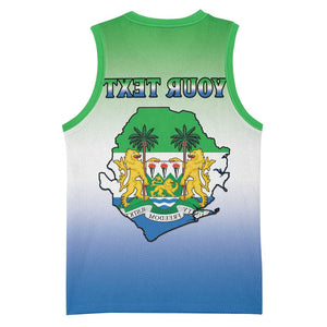 Personalised Sierra Leone Independence Day Basketball Jersey Coat Of Arms Flag Map - African Pride