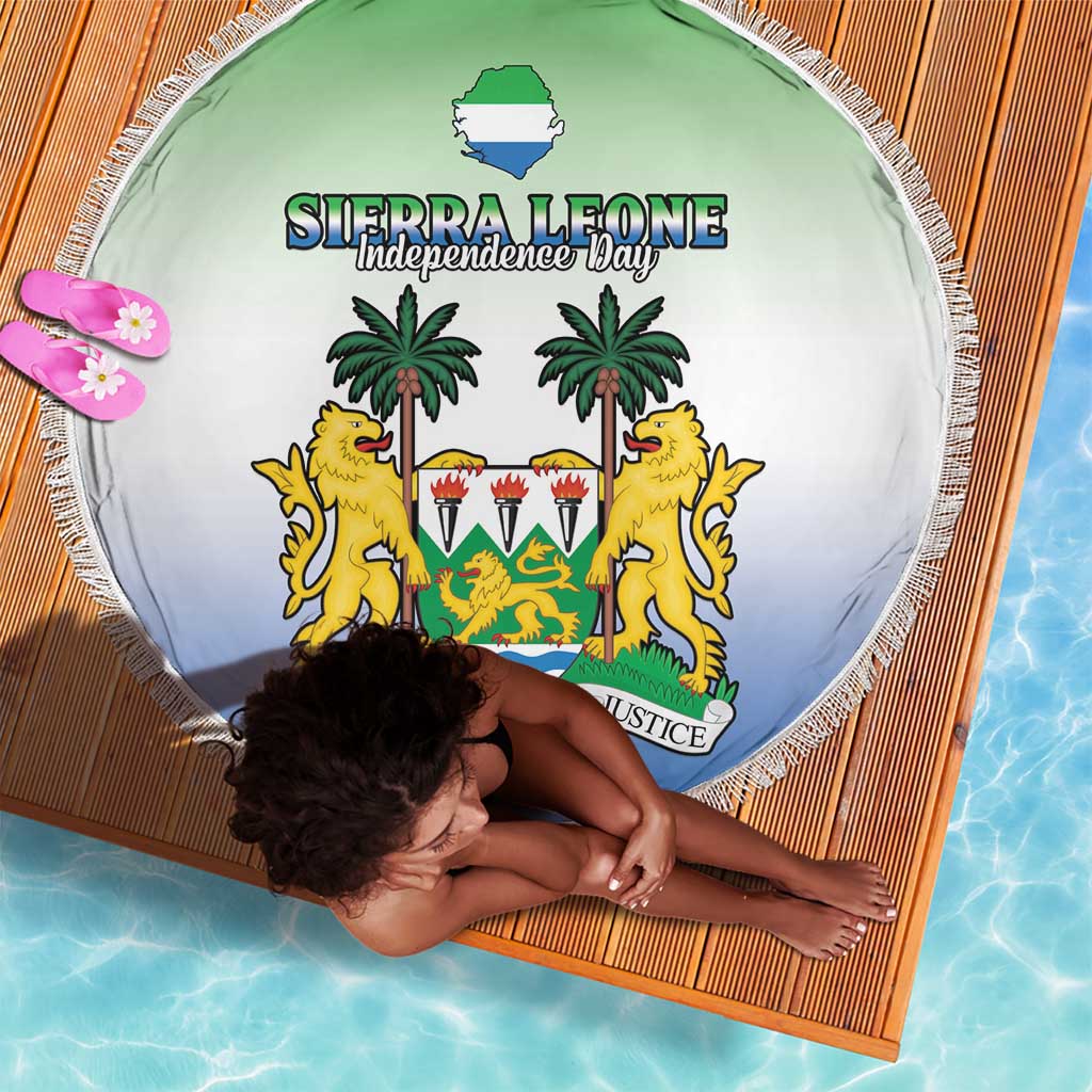Personalised Sierra Leone Independence Day Beach Blanket Coat Of Arms Flag Map