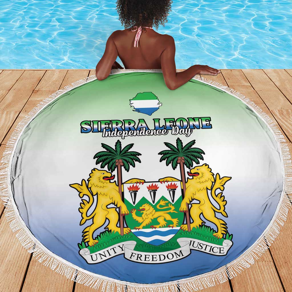 Personalised Sierra Leone Independence Day Beach Blanket Coat Of Arms Flag Map