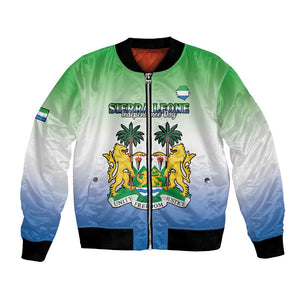 Personalised Sierra Leone Independence Day Bomber Jacket Coat Of Arms Flag Map