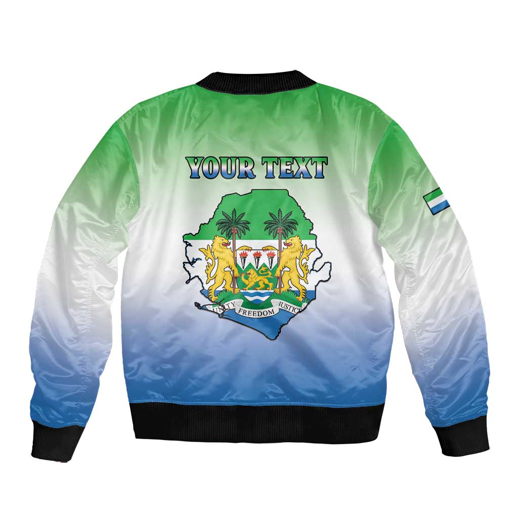 Personalised Sierra Leone Independence Day Bomber Jacket Coat Of Arms Flag Map