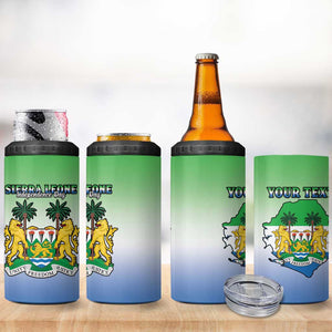 Personalised Sierra Leone Independence Day 4 in 1 Can Cooler Tumbler Coat Of Arms Flag Map